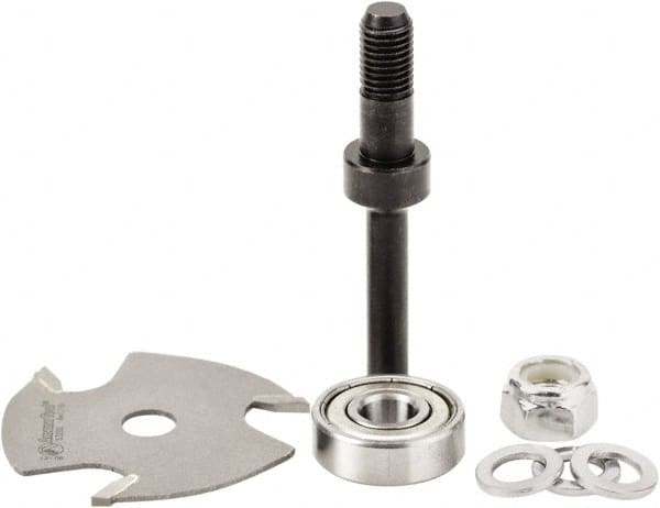 Amana Tool - 1-7/8" Cut Diam, 1/16" Length of Cut, 3 Flute Slotting Edge Profile Router Bit - Carbide-Tipped, 1/4" Shank Diam, 2-3/8" OAL, Uncoated - Exact Tooling