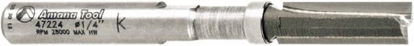 Amana Tool - 1/4" Cut Diam, 3/4" Length of Cut, 2 Flute Pattern-Cutting Edge Profile Router Bit - Carbide-Tipped, 1/4" Shank Diam, 3/4" OAL, Uncoated - Exact Tooling