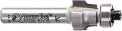 Amana Tool - 1/2" Cut Diam, 3/8" Length of Cut, 2 Flute Laminate Trim Edge Profile Router Bit - Carbide-Tipped, 1/4" Shank Diam, 1-7/8" OAL, Uncoated - Exact Tooling
