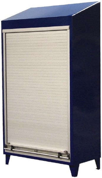 Strong Hold - 4 Shelf Roll Up Storage Cabinet - Steel/Aluminum, 36" Wide x 24" Deep x 87" High, Dark Gray - Exact Tooling