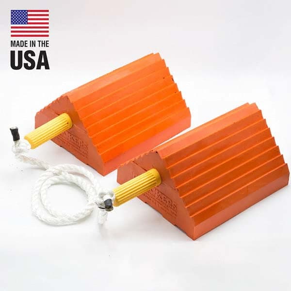 Checkers - 1 2-Piece 8-1/2" Wide x 5" High x 10" Deep Polyurethane Wheel Chock - Exact Tooling