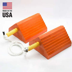 Checkers - 1 2-Piece 8-1/2" Wide x 5" High x 10" Deep Polyurethane Wheel Chock - Exact Tooling