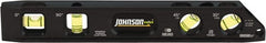 Johnson Level & Tool - Magnetic 9" Long 4 Vial Torpedo Level - Aluminum, Black, 1 30°, 1 45°, 1 Plumb & 1 Level Vial - Exact Tooling
