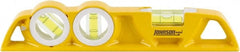 Johnson Level & Tool - Magnetic 10" Long 3 Vial Torpedo Level - Aluminum, Yellow, 1 Plumb, 1 Level & 1 45° Vials - Exact Tooling