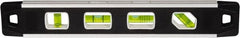 Johnson Level & Tool - Magnetic 12" Long 4 Vial Torpedo Level - Aluminum, Black, 1 Plumb, 1 Level & 1 Vari-Pitch & 1 45° Vials - Exact Tooling