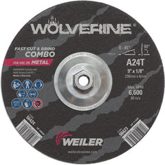 Vortec Pro 9″ × 1/8″ Type 27 Cutting Wheel, A24T, 5/8″-11 UNC Nut - Exact Tooling