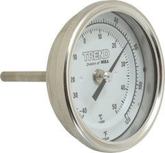 Wika - 2-1/2 Inch Long Stem, 3 Inch Dial Diameter, Stainless Steel, Back Connected Bi-Metal Thermometer - -40 to 50°C, 1% Accuracy - Exact Tooling