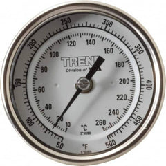 Wika - 2-1/2 Inch Long Stem, 3 Inch Dial Diameter, Stainless Steel, Back Connected Bi-Metal Thermometer - 10 to 260°C, 1% Accuracy - Exact Tooling
