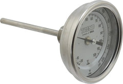 Wika - 4 Inch Long Stem, 3 Inch Dial Diameter, Stainless Steel, Back Connected Bi-Metal Thermometer - -20 to 120°C, 1% Accuracy - Exact Tooling