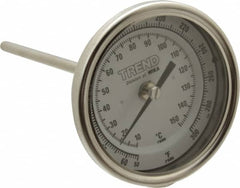 Wika - 6 Inch Long Stem, 3 Inch Dial Diameter, Stainless Steel, Back Connected Bi-Metal Thermometer - 10 to 150°C, 1% Accuracy - Exact Tooling