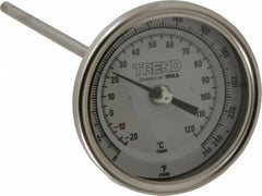 Wika - 9 Inch Long Stem, 3 Inch Dial Diameter, Stainless Steel, Back Connected Bi-Metal Thermometer - -20 to 120°C, 1% Accuracy - Exact Tooling