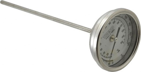 Wika - 9 Inch Long Stem, 3 Inch Dial Diameter, Stainless Steel, Back Connected Bi-Metal Thermometer - 10 to 150°C, 1% Accuracy - Exact Tooling