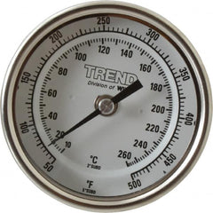 Wika - 9 Inch Long Stem, 3 Inch Dial Diameter, Stainless Steel, Back Connected Bi-Metal Thermometer - 10 to 260°C, 1% Accuracy - Exact Tooling