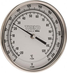 Wika - 2-1/2 Inch Long Stem, 5 Inch Dial Diameter, Stainless Steel, Back Connected Bi-Metal Thermometer - -20 to 120°C, 1% Accuracy - Exact Tooling