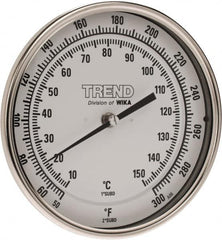 Wika - 2-1/2 Inch Long Stem, 5 Inch Dial Diameter, Stainless Steel, Back Connected Bi-Metal Thermometer - 10 to 150°C, 1% Accuracy - Exact Tooling