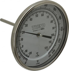 Wika - 4 Inch Long Stem, 5 Inch Dial Diameter, Stainless Steel, Back Connected Bi-Metal Thermometer - -20 to 120°C, 1% Accuracy - Exact Tooling