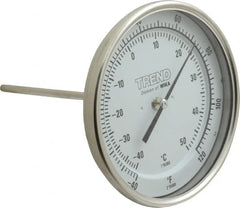 Wika - 6 Inch Long Stem, 5 Inch Dial Diameter, Stainless Steel, Back Connected Bi-Metal Thermometer - -40 to 50°C, 1% Accuracy - Exact Tooling