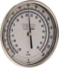 Wika - 6 Inch Long Stem, 5 Inch Dial Diameter, Stainless Steel, Back Connected Bi-Metal Thermometer - -20 to 60°C, 1% Accuracy - Exact Tooling