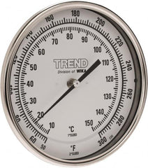 Wika - 6 Inch Long Stem, 5 Inch Dial Diameter, Stainless Steel, Back Connected Bi-Metal Thermometer - 10 to 150°C, 1% Accuracy - Exact Tooling