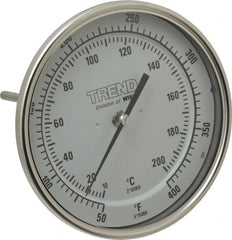 Wika - 6 Inch Long Stem, 5 Inch Dial Diameter, Stainless Steel, Back Connected Bi-Metal Thermometer - 10 to 200°C, 1% Accuracy - Exact Tooling