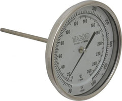 Wika - 6 Inch Long Stem, 5 Inch Dial Diameter, Stainless Steel, Back Connected Bi-Metal Thermometer - 10 to 260°C, 1% Accuracy - Exact Tooling