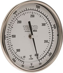 Wika - 9 Inch Long Stem, 5 Inch Dial Diameter, Stainless Steel, Back Connected Bi-Metal Thermometer - 65 to 400°C, 1% Accuracy - Exact Tooling