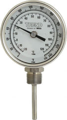 Wika - 2-1/2 Inch Long Stem, 3 Inch Dial Diameter, Stainless Steel, Bottom Connected Bi-Metal Thermometer - -20 to 120°C, 1% Accuracy - Exact Tooling
