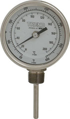 Wika - 2-1/2 Inch Long Stem, 3 Inch Dial Diameter, Stainless Steel, Bottom Connected Bi-Metal Thermometer - 10 to 200°C, 1% Accuracy - Exact Tooling