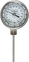 Wika - 4 Inch Long Stem, 3 Inch Dial Diameter, Stainless Steel, Bottom Connected Bi-Metal Thermometer - -20 to 120°C, 1% Accuracy - Exact Tooling