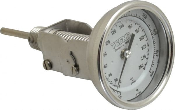 Wika - 2-1/2 Inch Long Stem, 3 Inch Dial Diameter, Stainless Steel, Adjustable Angle Bi-Metal Thermometer - 10 to 260°C, 1% Accuracy - Exact Tooling