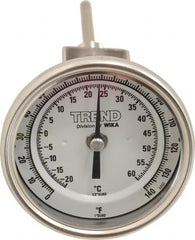 Wika - 4 Inch Long Stem, 3 Inch Dial Diameter, Stainless Steel, Adjustable Angle Bi-Metal Thermometer - -20 to 60°C, 1% Accuracy - Exact Tooling