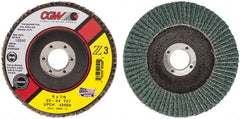 Camel Grinding Wheels - 24 Grit, 5" Disc Diam, 7/8" Center Hole, Type 27 Zirconia Alumina Flap Disc - 12,200 Max RPM, Poly Cotton Backing, Arbor Attaching System, Coated - Exact Tooling