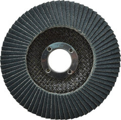Camel Grinding Wheels - 80 Grit, 4-1/2" Disc Diam, 7/8" Center Hole, Type 29 Zirconia Alumina Flap Disc - 13,300 Max RPM, Poly Cotton Backing, Arbor Attaching System, Coated - Exact Tooling