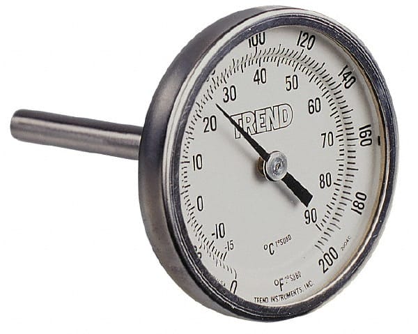 Wika - 6 Inch Long Stem, 2 Inch Dial Diameter, Stainless Steel, Back Connected Bi-Metal Thermometer - -5 to 115°C, 1% Accuracy - Exact Tooling