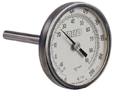 Wika - 2-1/2 Inch Long Stem, 2 Inch Dial Diameter, Stainless Steel, Back Connected Bi-Metal Thermometer - 100 to 540°C, 1% Accuracy - Exact Tooling