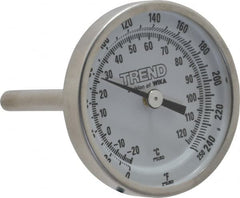 Wika - 2-1/2 Inch Long Stem, 2 Inch Dial Diameter, Stainless Steel, Back Connected Bi-Metal Thermometer - -20 to 120°C, 1% Accuracy - Exact Tooling