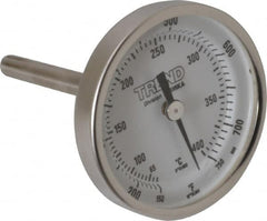 Wika - 2-1/2 Inch Long Stem, 2 Inch Dial Diameter, Stainless Steel, Back Connected Bi-Metal Thermometer - 65 to 400°C, 1% Accuracy - Exact Tooling