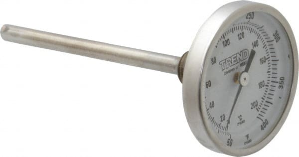 Wika - 4 Inch Long Stem, 2 Inch Dial Diameter, Stainless Steel, Back Connected Bi-Metal Thermometer - 10 to 200°C, 1% Accuracy - Exact Tooling