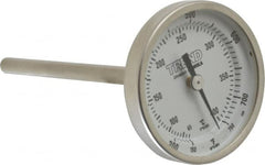 Wika - 4 Inch Long Stem, 2 Inch Dial Diameter, Stainless Steel, Back Connected Bi-Metal Thermometer - 65 to 400°C, 1% Accuracy - Exact Tooling