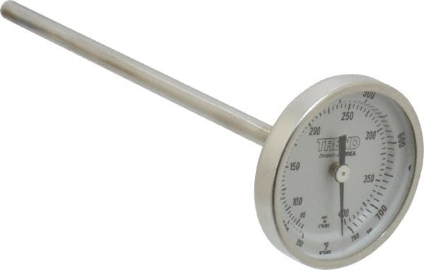 Wika - 6 Inch Long Stem, 2 Inch Dial Diameter, Stainless Steel, Back Connected Bi-Metal Thermometer - 65 to 400°C, 1% Accuracy - Exact Tooling