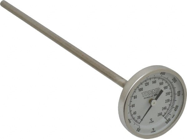 Wika - 9 Inch Long Stem, 2 Inch Dial Diameter, Stainless Steel, Back Connected Bi-Metal Thermometer - 10 to 260°C, 1% Accuracy - Exact Tooling