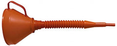 Lubeq - 1.5 Qt Capacity Plastic Funnel - 6" Mouth OD, 0.46" Tip OD, 11-1/2" Detachable Flexible Spout, Red - Exact Tooling