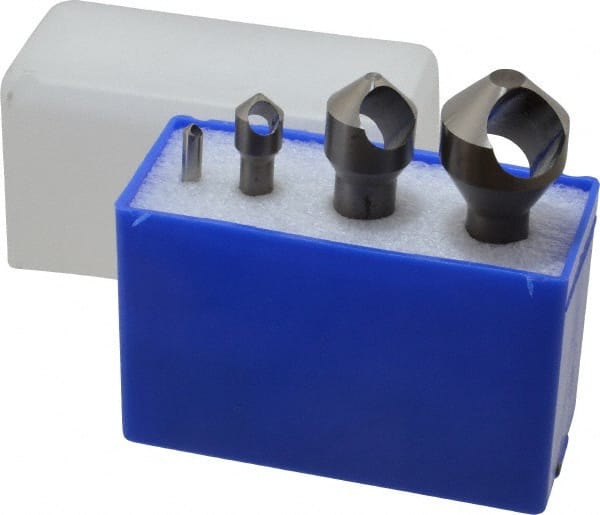 M.A. Ford - 4 Piece, 3/16 to 1-1/8" Head Diam, 90° Included Angle, Single End Countersink Set - Exact Tooling