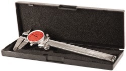 Value Collection - 0" to 6" Range, 0.001" Graduation, 0.1" per Revolution, Dial Caliper - Red Face, 1.57" Jaw Length - Exact Tooling