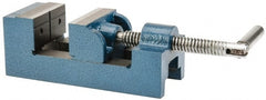 Value Collection - 2-1/2" Jaw Opening Capacity x 1-1/2" Throat Depth, Horizontal Drill Press Vise - 2-1/2" Wide Jaw, Stationary Base, Standard Speed, 7-1/4" OAL x 2-5/8" Overall Height, Cast Iron - Exact Tooling