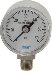Wika - 1-1/2" Dial, 1/8 Thread, 0-60 Scale Range, Pressure Gauge - Lower Connection Mount, Accurate to 2.5% of Scale - Exact Tooling