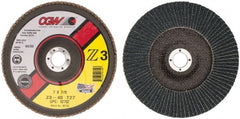 Camel Grinding Wheels - 40 Grit, 7" Disc Diam, 7/8" Center Hole, Type 27 Zirconia Alumina Flap Disc - 8,600 Max RPM, Poly Cotton Backing, Arbor Attaching System, Coated - Exact Tooling