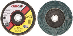 Camel Grinding Wheels - 24 Grit, 7" Disc Diam, 7/8" Center Hole, Type 29 Zirconia Alumina Flap Disc - 8,600 Max RPM, Poly Cotton Backing, Arbor Attaching System, Coated - Exact Tooling