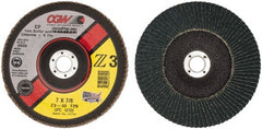 Camel Grinding Wheels - 40 Grit, 7" Disc Diam, 7/8" Center Hole, Type 29 Zirconia Alumina Flap Disc - 8,600 Max RPM, Poly Cotton Backing, Arbor Attaching System, Coated - Exact Tooling