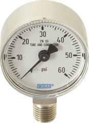 Wika - 2" Dial, 1/4 Thread, 0-60 Scale Range, Pressure Gauge - Lower Connection Mount, Accurate to 2.5% of Scale - Exact Tooling
